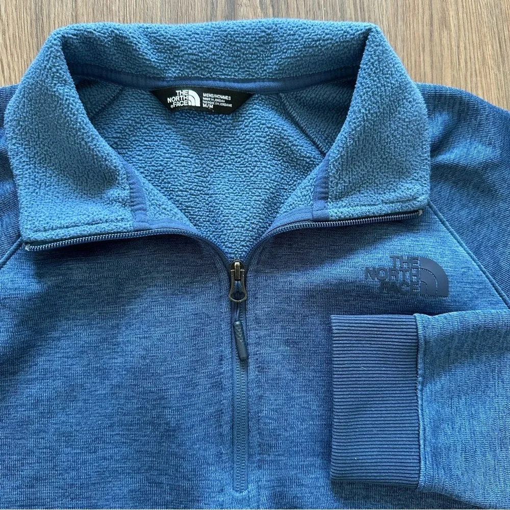 The North Face Mens 1/4‎ Zip Long Sleeve Fleece Pullover Medium Blue Jacket Fall